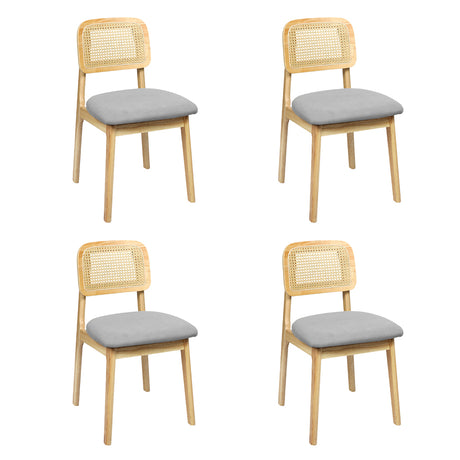 Levede Dining Chair Wood Rattan Armless Natural x4-2006732736697602048