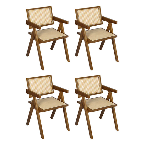 Levede 4x Walnut Wicker Armchair Dining Chair-2018816918626111488