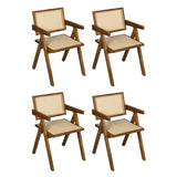 Levede 4x Walnut Wicker Armchair Dining Chair - Extra Image