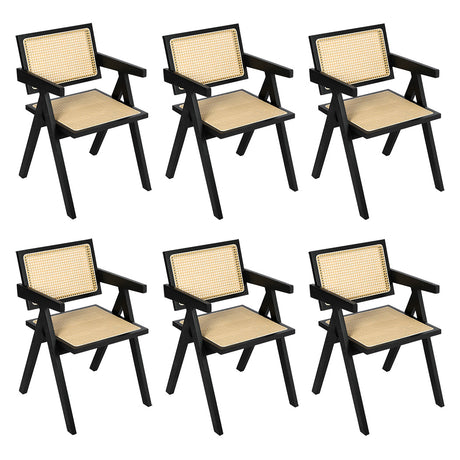 Levede 6x Black Wicker Armchair Dining Chair-2018816926196830208