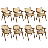 Levede 8x Walnut Wicker Armchair Dining Chair-2018816940583292928