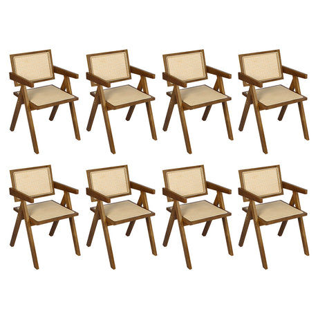 Levede 8x Walnut Wicker Armchair Dining Chair-2018816940583292928