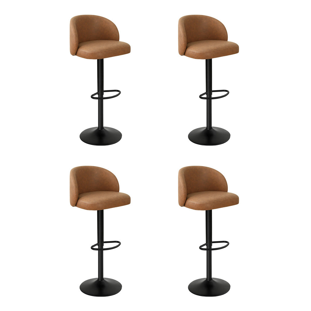 Levede 4x Bar Stool Swivel Gas Lift PU Leather Brown-2018816907184050176