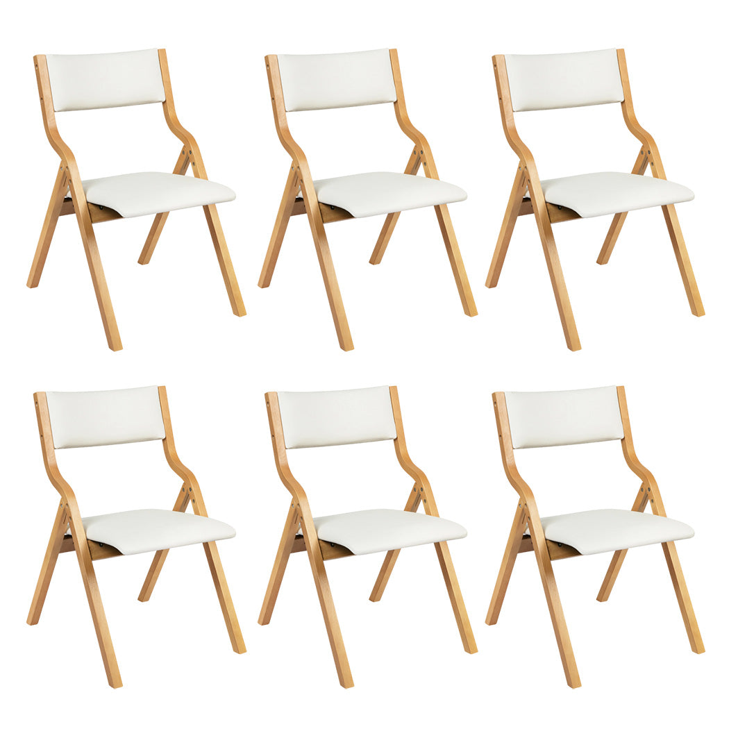 Levede 6x Dining Chairs Foldable PU Beige-2006732727960866816