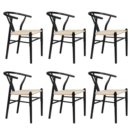 Levede 6x Dining Chairs Wooden Hans Black-2018816932366651392
