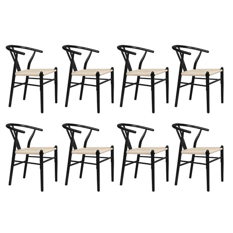 Levede 8x Dining Chairs Wooden Hans Black-2018816939526328320