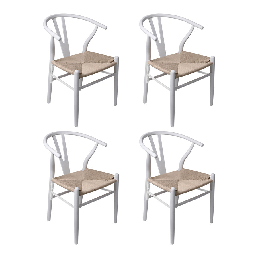 Levede 4x Dining Chairs Wooden Hans White-2006732723045142528
