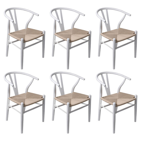 Levede 6x Dining Chairs Wooden Hans White-2006732723238080512