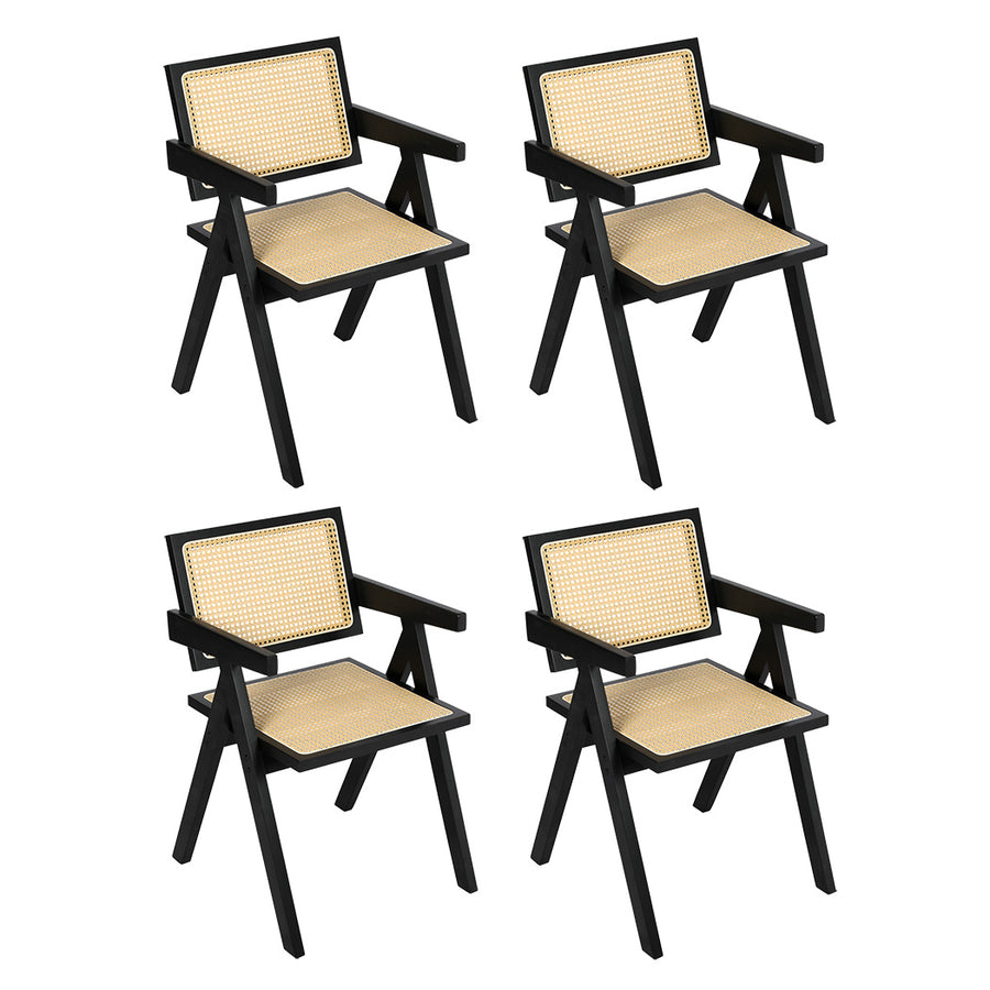 Levede 4x Black Wicker Armchair Dining Chair-2018816912166883328