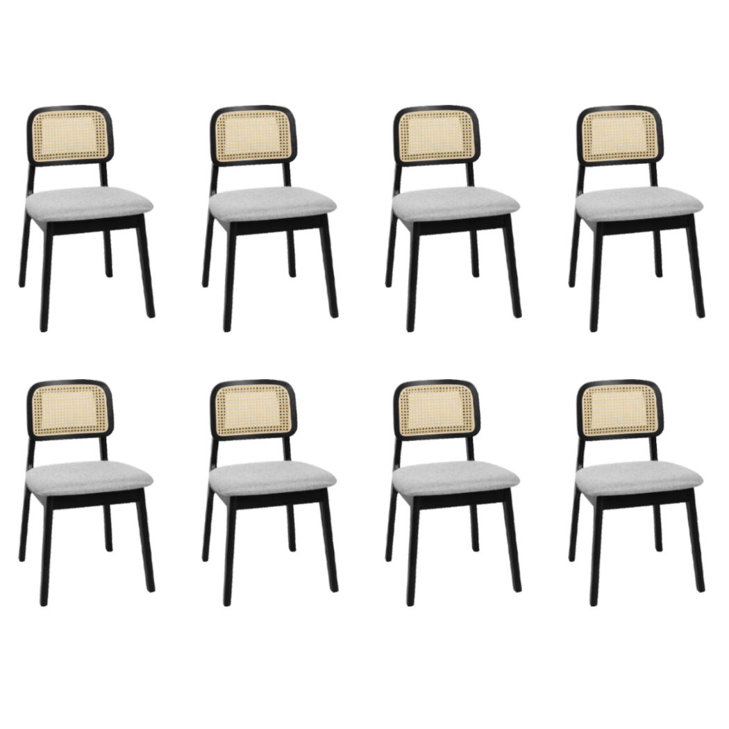 Levede Dining Chair Wood Rattan Armless Black x8-2006732736517246976