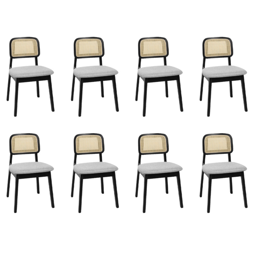 Levede Dining Chair Wood Rattan Armless Black x8-2006732736517246976