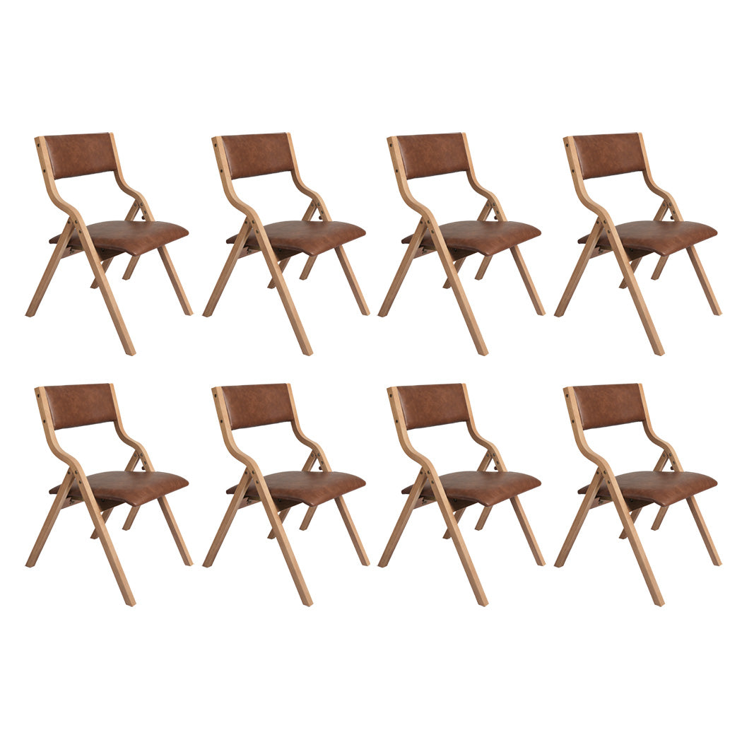Levede 8x Dining Chairs Foldable PU Tan-2018816930617626624