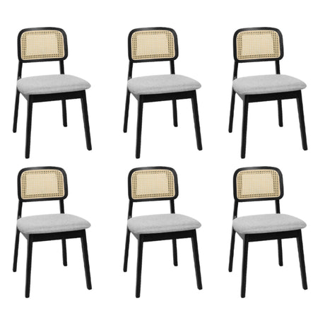 Levede Dining Chair Wood Rattan Armless Black x6-2006732736341086208