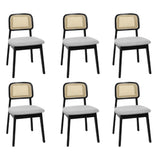 Levede Dining Chair Wood Rattan Armless Black x6 - Extra Image