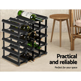 Artiss Wine Rack 20 Bottle Black - Side View