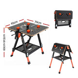 Giantz Portable Folding Work Table 454kg Adjustable Workbench - Side View