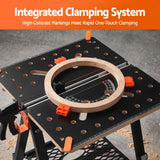 Giantz Portable Folding Work Table 454kg Adjustable Workbench - Close-Up Angle