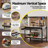 Giantz Workbench with Pegboard and Ultra-Wide 120cm Work Table for Garage DIY, 20 Hooks - 45-Degree Angle
