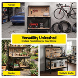 Giantz Workbench with Pegboard and Ultra-Wide 120cm Work Table for Garage DIY, 20 Hooks - Low Angle