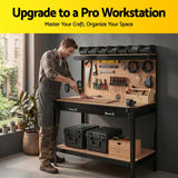 Giantz Workbench with Pegboard and Ultra-Wide 120cm Work Table for Garage DIY, 20 Hooks - Extra Image