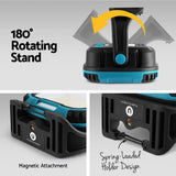 Portable USB Rechargeable Magnetic LED Work Light with 180° Stand - Rear View