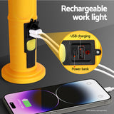 Giantz Rechargeable LED Work Light with USB Charging, Magnetic Hook, and 90° Rotation - 45-Degree Angle