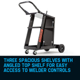 ROSSI Welding Cart Trolley MIG TIG ARC MMA Welder Plasma Cutter Storage Bench - 45-Degree Angle