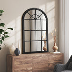 Oikiture Window Mirror Arched Wall Mirrors 76x51cm Black, image 2