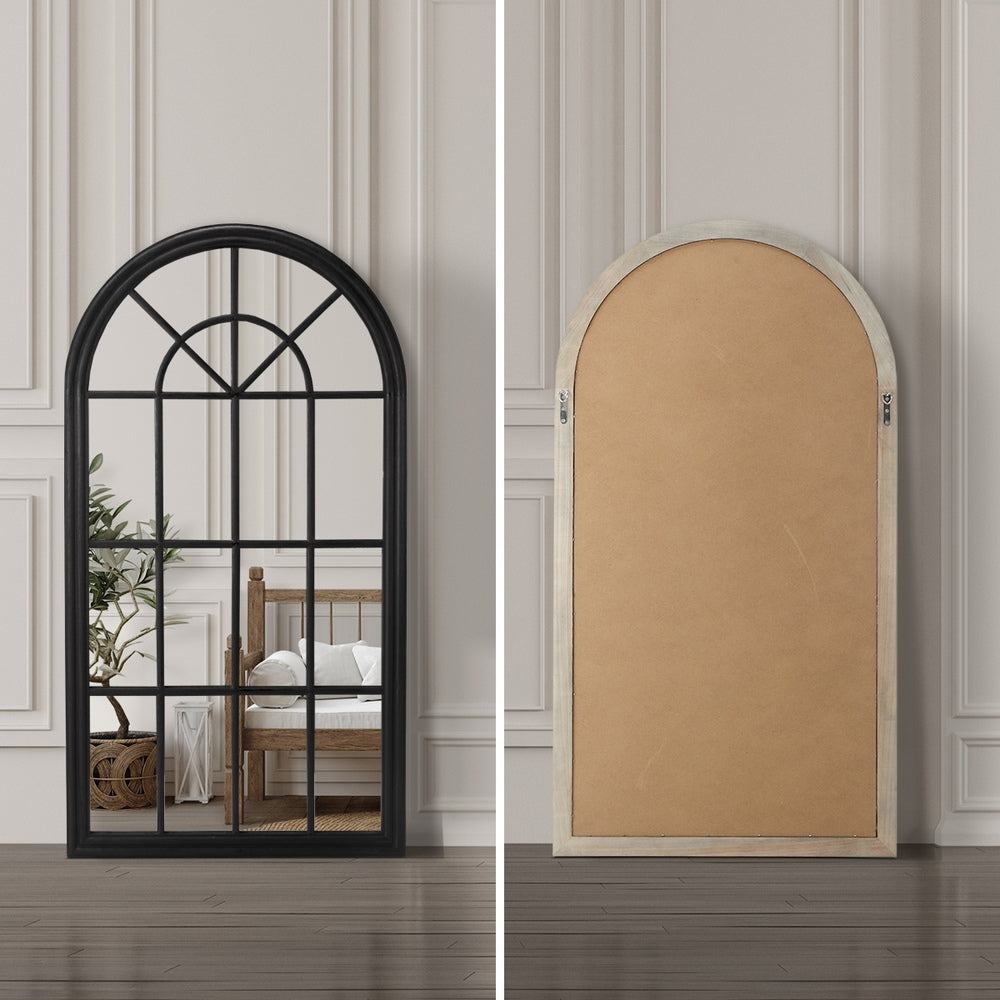Oikiture Window Mirror Arched Wall Mirrors 76x51cm Black