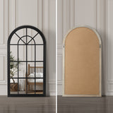 Oikiture Window Mirror Arched Wall Mirrors 76x51cm Black - Side View