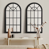 Oikiture 2PC Window Mirror Arched 76x51cm Wooden Black - Rear View