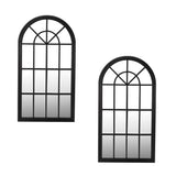 Oikiture 2PC Window Mirror Arched 76x51cm Wooden Black