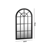 Oikiture 2PC Window Mirror Arched 76x51cm Wooden Black - Low Angle