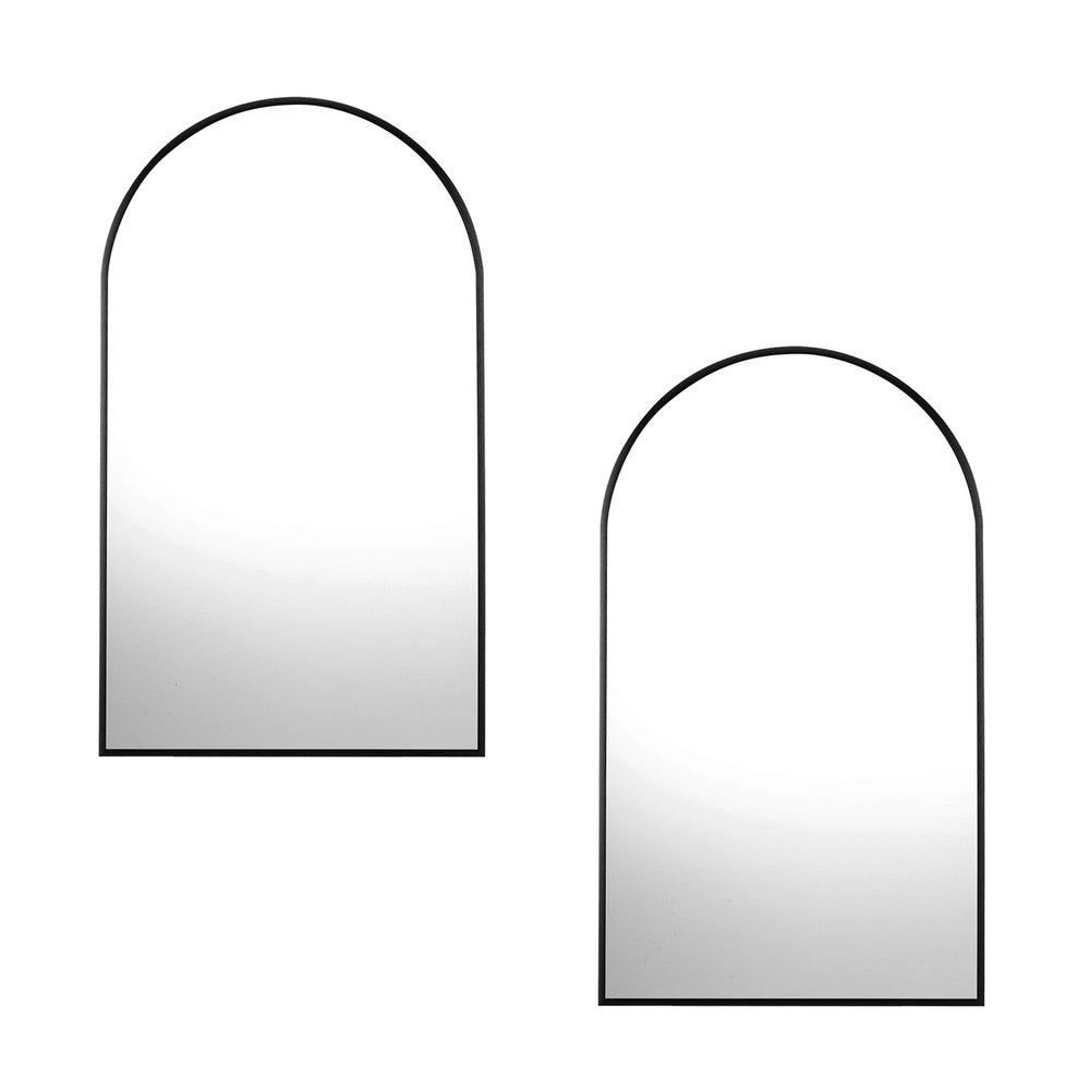 Oikiture Wall Mirrors 86x50cm Arched Black Set of 2