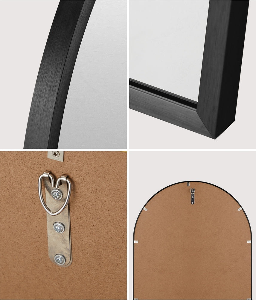 Oikiture Wall Mirrors 86x50cm Arched Black Set of 2