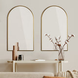 Oikiture Wall Mirrors 86x50cm Arched Gold Set of 2 - 45-Degree Angle