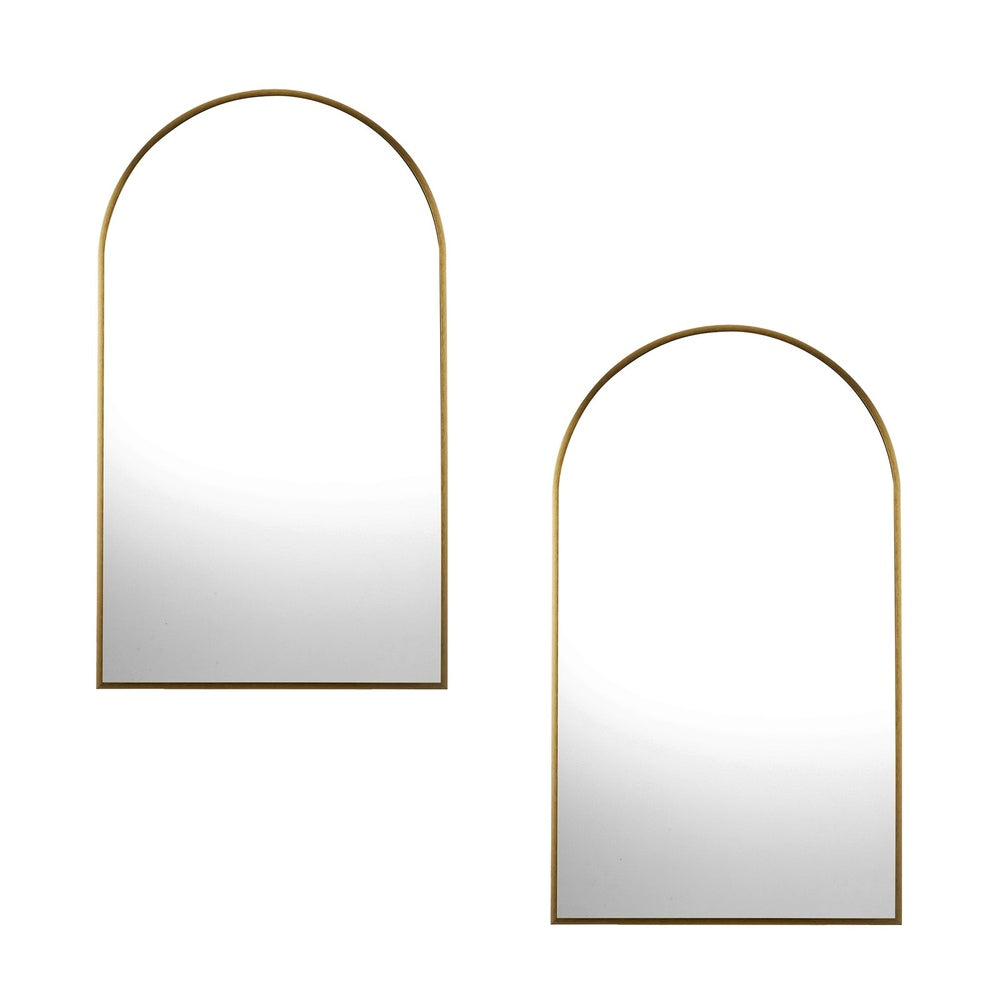 Oikiture Wall Mirrors 86x50cm Arched Gold Set of 2