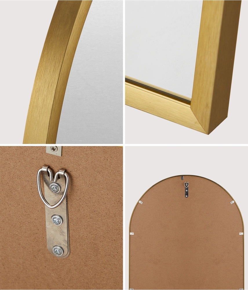 Oikiture Wall Mirrors 86x50cm Arched Gold Set of 2