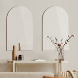 Oikiture 2X Wall Mirrors 86x50cm Arched Bathroom Frameless Mirror