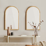 Oikiture Arched Wall Mirrors 86x50cm Wooden Set of 2 - Close-Up Angle