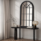 Oikiture Window Mirror Arched Wall Mirror 130x70cm Black - Side View