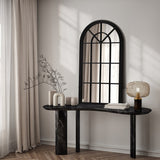 Oikiture Window Mirror Arched Wall Mirror 76x51cm Black
