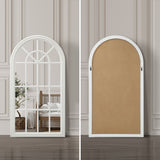 Oikiture Window Mirror Arched Wall Mirrors 76x51cm Wooden White