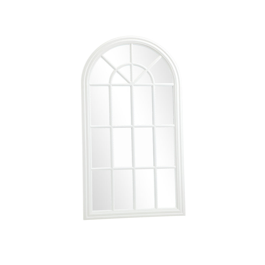 Oikiture 2PC Window Mirror Arched Wall Mirrors 76x51cm Wooden White