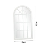 Oikiture 2PC Window Mirror Arched Wall Mirrors 76x51cm Wooden White