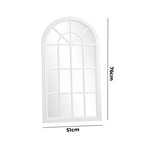 Oikiture 2PC Window Mirror Arched Wall Mirrors 76x51cm Wooden White