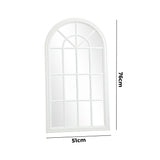 Oikiture 2PC Window Mirror Arched Wall Mirrors 76x51cm Wooden White - Top-Down View