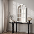 Oikiture 2PC Window Mirror Arched Wall Mirrors 76x51cm Wooden White