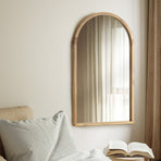 Oikiture Wall Mirror Wooden Frame Arched 86 x 50cm, image 3