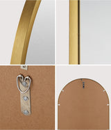 Oikiture Wall Mirror Oval Gold 84x50cm - Low Angle